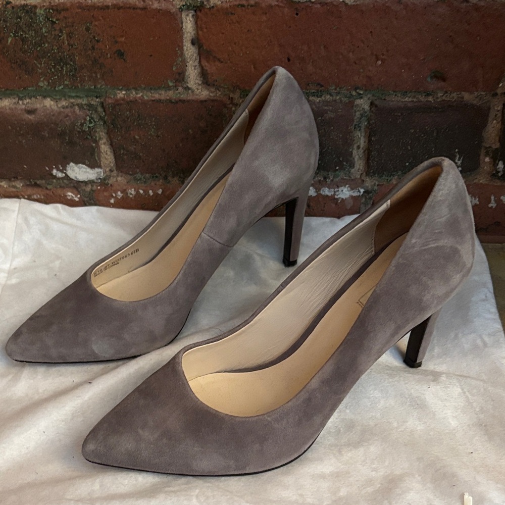 Cole Haan Gray Suede Pointed-Toe Pumps